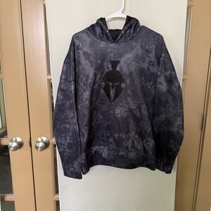 Kryptek Men's Medium Black Grey Logo Pullover Hoodie Sweatshirt‎ Pocket